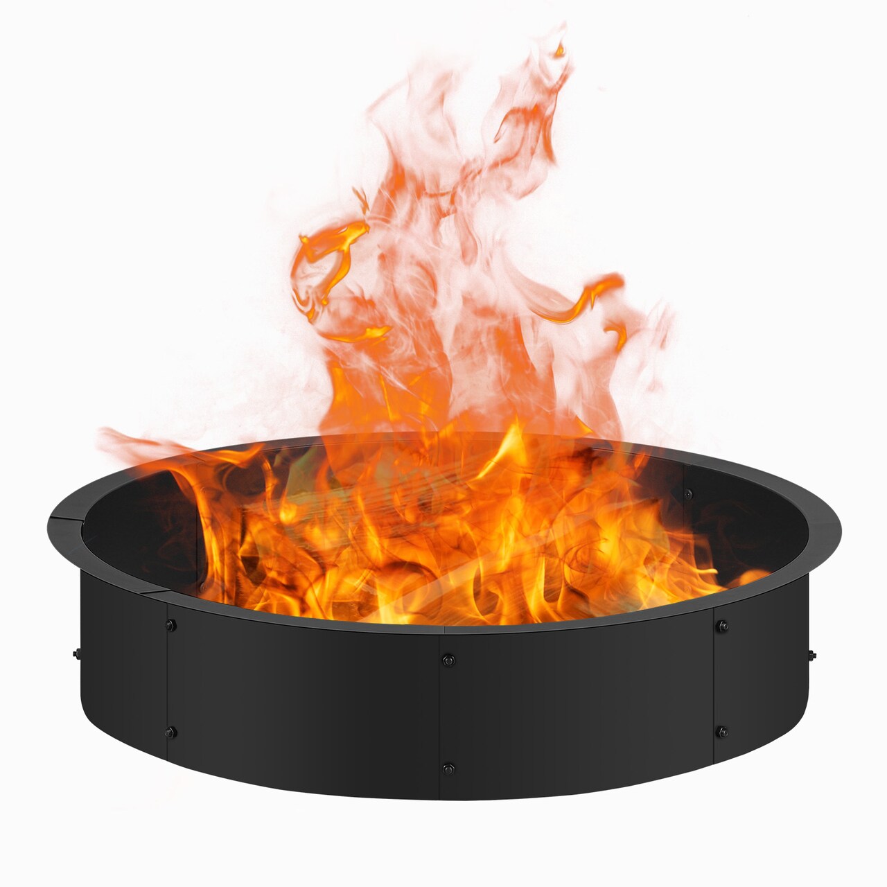 36 Inch Round Fire Pit Ring Insert for Outside Wood Burning, 39 Inch Outer Large Solid Steel Firepit Liner for Above or In-Ground Outdoor DIY Camping Garden Patio Backyard